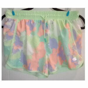 Champion Girls' Active Stretch Comfort Shorts Multi Splatter/Mint 14/16